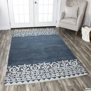 Rizzy Home Navy Marianna Fields Collection Solid Area Rug (5' x 8')