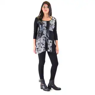 Women's Black Polyester Knitted Jaquard Tunic