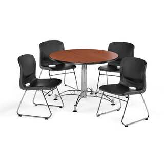 OFM 42-inch Round Multi Purpose Table with 4 Plastic Guest Chairs