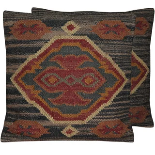 Herat Oriental Indo Handwoven Wool & Jute Kilim Pillows (Set of Two)