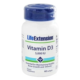 Life Extension Vitamin D3 60 Softgels 5,000 IU Dietary Supplement