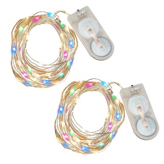Battery-operated Multi-colored Plastic Waterproof LED Mini String Lights (Set of 2)