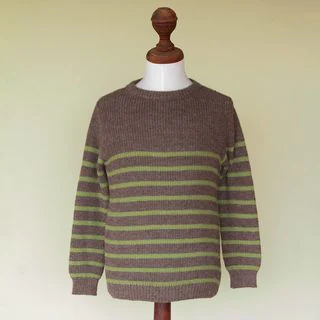 Men's Alpaca Blend 'Brown Cuzco Casual' Sweater (Peru)