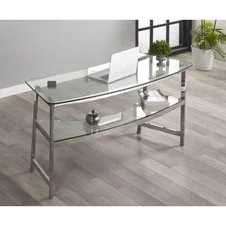Tenzo Silver Glass/Metal Writing Desk