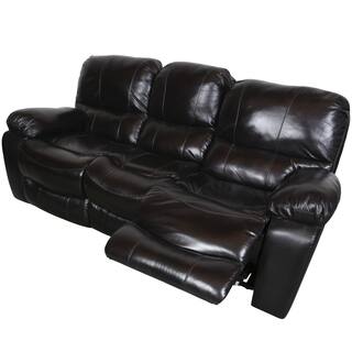 Porter Manchester Black Cherry Top Grain Leather Dual Reclining Sofa