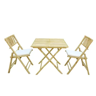 Bamboo 3-piece Handcrafted Square Patio Set