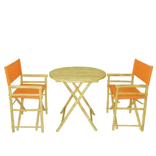 Zew Round 3-piece Bamboo Handcrafted Patio Set
