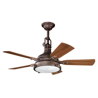 Kichler Lighting Hatteras Bay Collection 44-inch Weathered Copper Powder Coat Ceiling Fan w/Light
