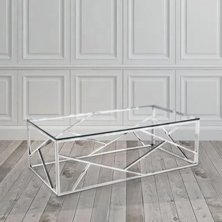 Calypso Glass-top Stainless Steel Coffee Table