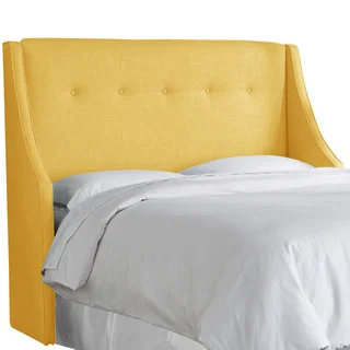 angelo:HOME French Yellow Linen/Polyester Button-tufted Wingback Headboard