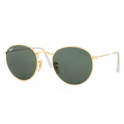 Ray-Ban RB3447 001 Round Metal Gold Frame Green Classic 50mm Lens Sunglasses
