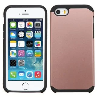 Insten Rose Gold/ Black Hard PC/ Silicone Dual Layer Hybrid Rubberized Matte Case Cover For Apple iPhone 5/ 5S/ SE