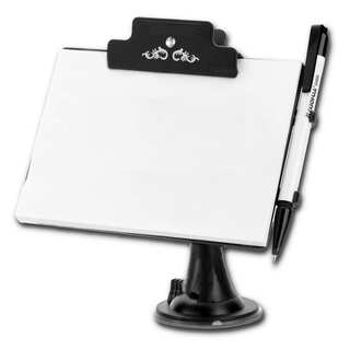 Zone Tech White/Black Multifunctional Car Memo Pad Holder Premium Quality Car Dashboard Pen and Notebook