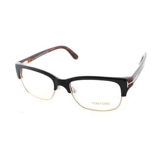 Tom Ford Men's Black and Gold Plastic Square Eyeglasses