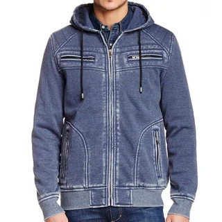 XRAY Men's Burnout Cotton Fleece Zip-up Sweater