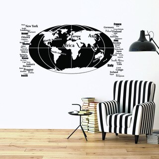 Style and Apply Oval World Map Vinyl Wall Decal
