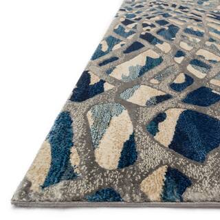 Phaedra Abstract Artic Blue/ Silver Rug (7'10 x 11'0)