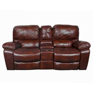 Porter Rochdale Top Grain Leather Gliding Recliner Loveseat with Center Console