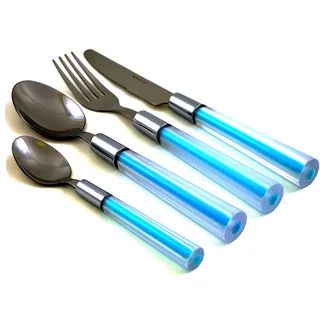 Nature Home Decor Stainless Steel Flatware Set With Light Blue Handles (Case of 24)