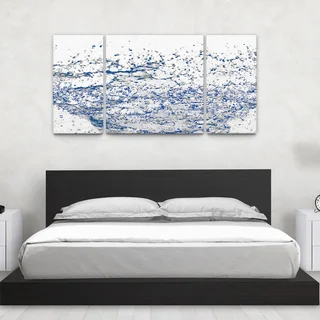 Keith Nixon 'Water Splash on White' Triptych Canvas Wall Art