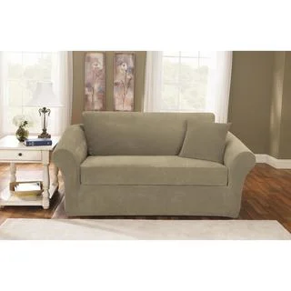 Sure Fit Stretch Pique Knit Separate Seat Loveseat Slipcover