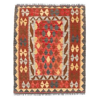 Herat Oriental Afghan Hand-woven Wool Mimana Kilim (3'1 x 3'10)