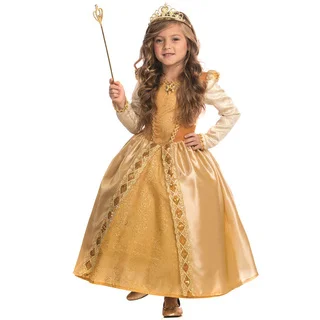 Girls' Gold Polyester Majestic Princess Costume