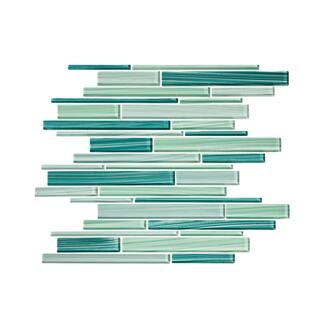 Vicci Design Blue/White/Green/Cream Glass 11-square-foot Linear Random Mosaic