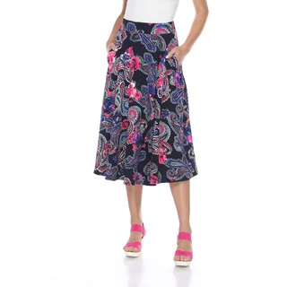 White Mark Women's Multicolored Polyester and Spandex Paisley-printed Flare Skirt