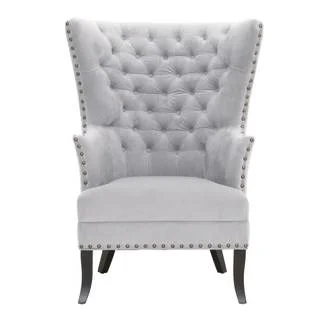 Gray Manor Lorraine Grey/Brown Wood/Velvet Club Chair