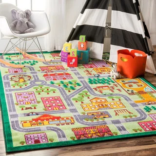 nuLOOM Playtime City Street Map Educational Multi Kids Area Rug (5' x 7'5)