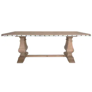 Leslie Distressed Pine Wood Double-pedestal Dining Table