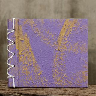 Handcrafted Saa Paper 'Golden Lilac' Notebook (Thailand)