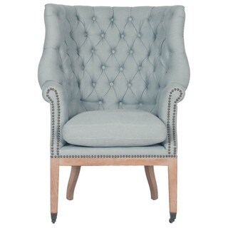 Gray Manor Josie Blue/Natural Wood/Oak/Linen Club Chair