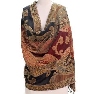 Handcrafted Wool 'Mughal Exuberance' Jamawar Shawl (India)