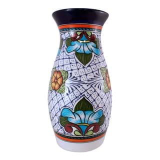Handcrafted Talavera Ceramic 'Guanajuato Flora' Vase (Mexico)