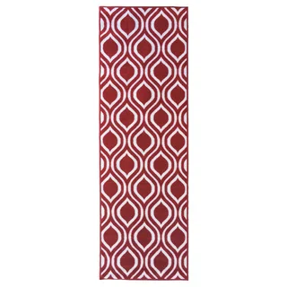 Berrnour Home Moroccan Red/Grey/Green/Orange/Brown Polypropylene Trellis Design Non-skid Runner Rug (1'8 x 4'11)