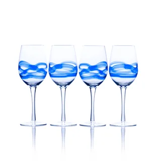 Mikasa Admiral Cobalt Blue, Clear Glass Wine Glasses (Set of 4)