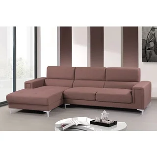 US Pride Furniture Audrey Brown/Grey Fabric/Wood Contemporary Left-facing Chaise Sectional Sofa Set