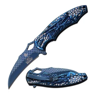 Masters Collection Dragon 4.75-inch Titanium Laser-etched Folding Knife