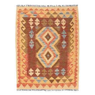 Herat Oriental Afghan Hand-woven Wool Mimana Kilim (2'11 x 3'11)