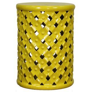 Yellow Ceramic Lattice Garden Stool