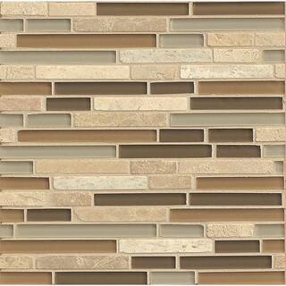 Allure Linear Gloss Stone and Mosaic Glass 12-inch x 12-inch Tile (Case of 10 Sheets)
