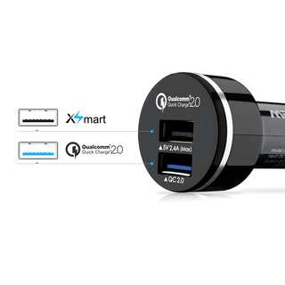 Mpow Quick Charge 2.0 30-watt 2-port USB Car Charger Black Adapter with 20AWG 3.3-foot Micro USB Cable