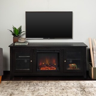 58-inch Black Fireplace Stand with Doors