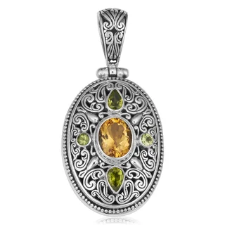 Citrine and Peridot Sterling Silver Mystic Wisdom Cawi Pendant (Indonesia)