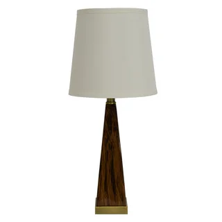 Brown Faux Marble and Brushed Brass Table Lamp