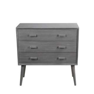Privilege Retro Washed Grey Wood Mid-century 3-drawer Accent Stand