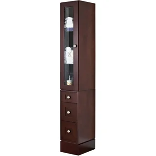 13-in. W x 82-in. H Transitional Cherry Wood-Veneer Linen Tower In Coffee