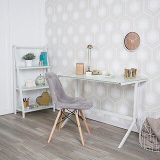 48-inch Glass White Desk and Shelf Combo